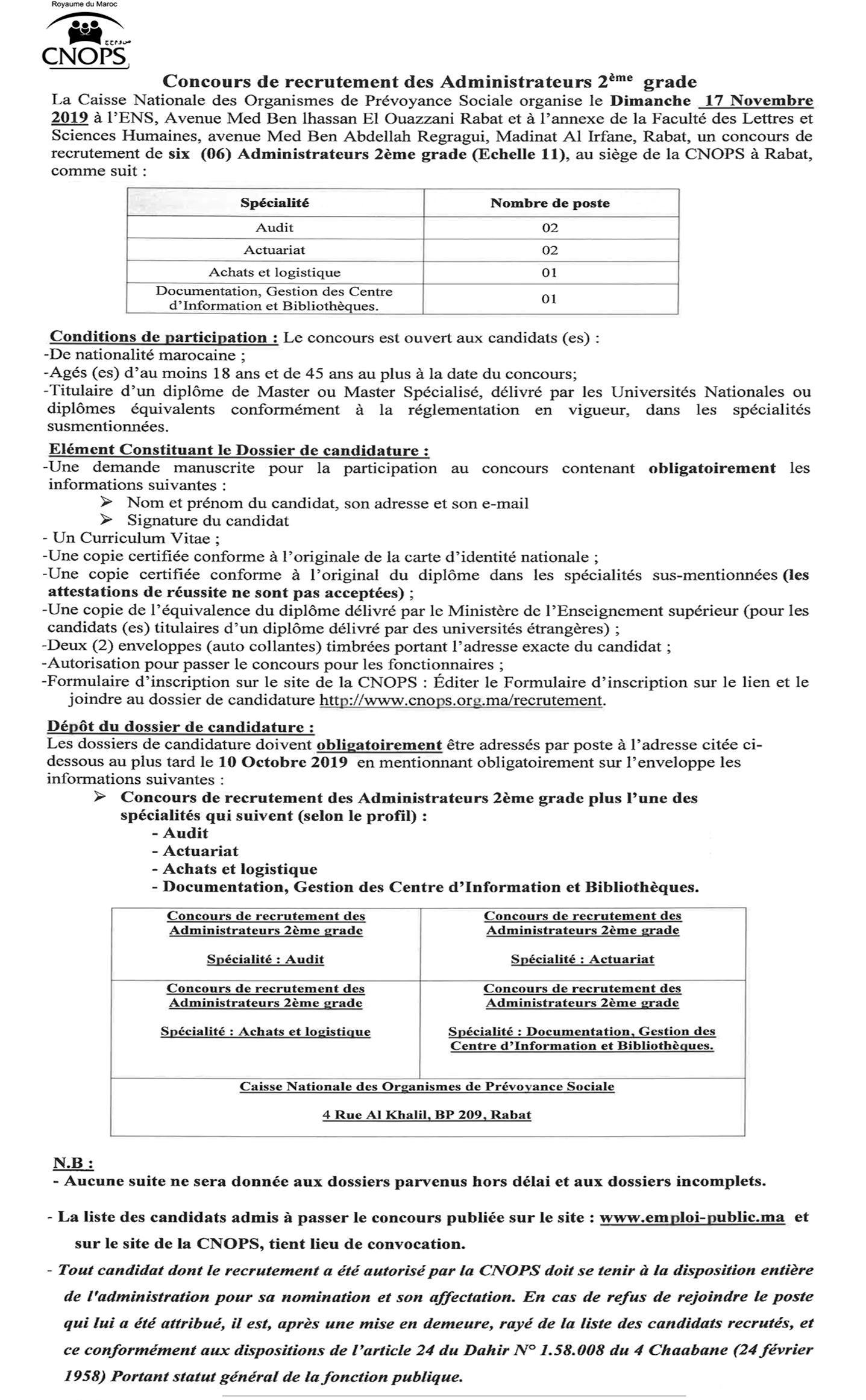 concours cnops 1
